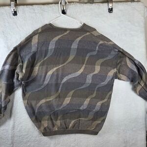 St Croix Shop Mens XL V Neck Sweater Geometric Pattern Long Sleeve‎ Casual Top